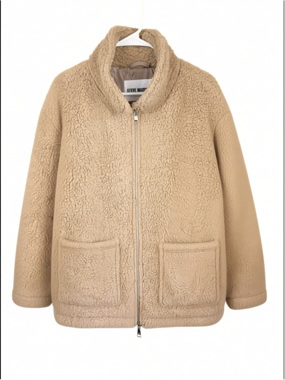 Steve Madden Fuzzy Teddy Jacket – Women’s XL – Beige/Tan/Brown - Picture 2 of 9